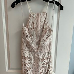 Lulus white with beige underlay dress.